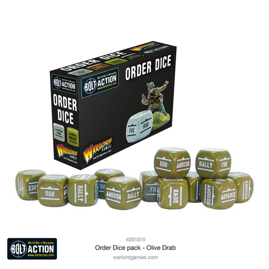 Bolt Action Orders Dice — Olive Drab (12)